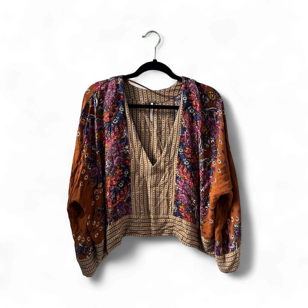 Free People BoHo Striped and Dotted Knit Top